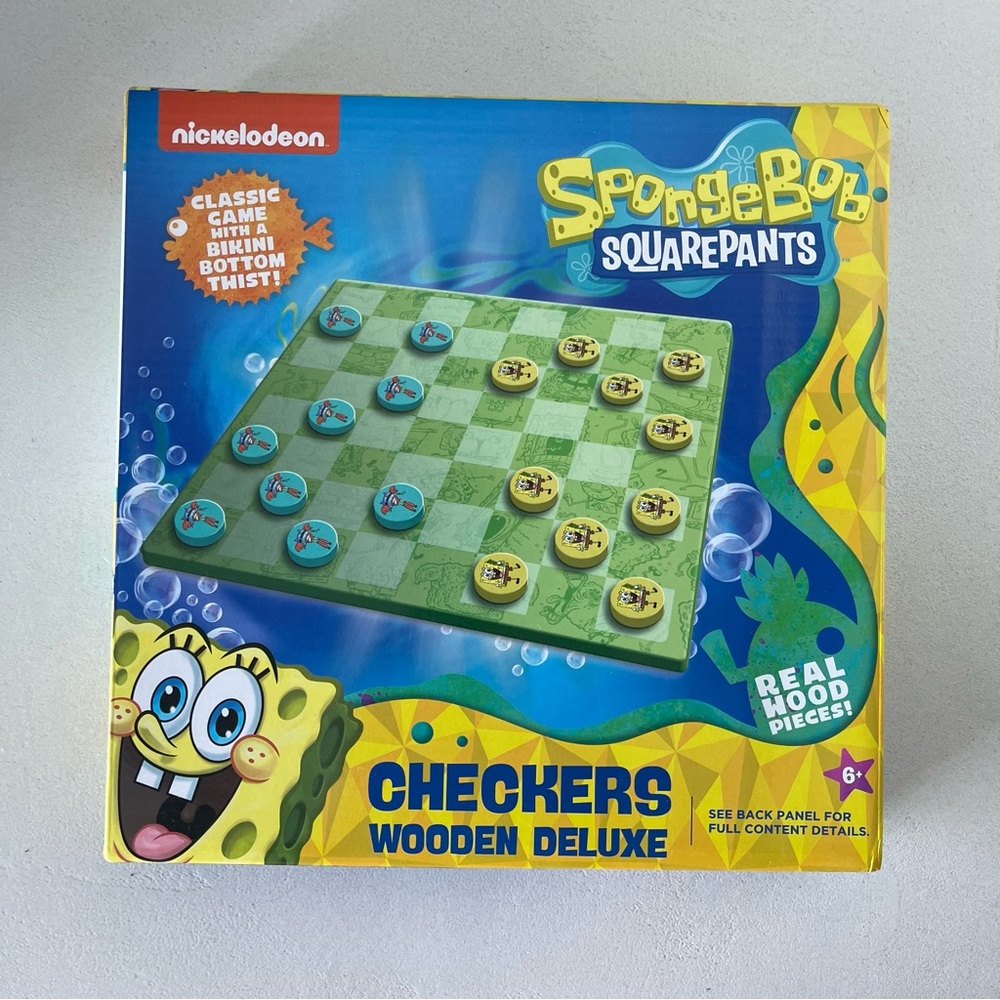 SquarePants Nickelodeon wooden checkers board game sealed